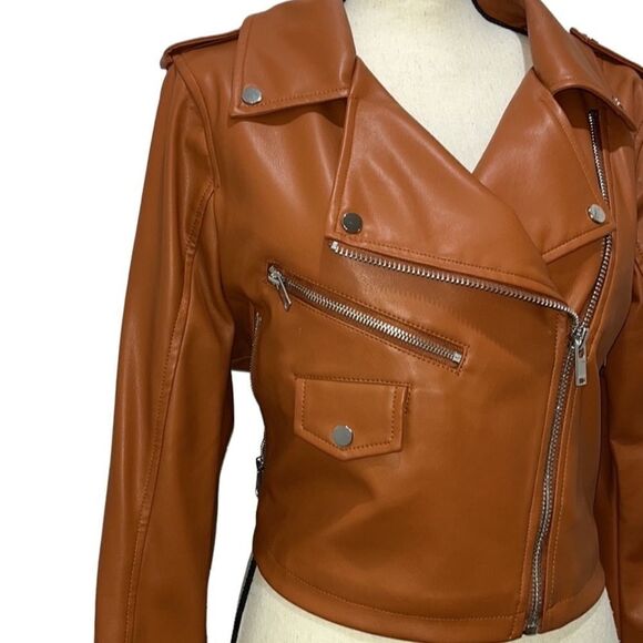 Gabi Fresh X FTF Brown Moto Jacket Size 0X/12 - Picture 7 of 12